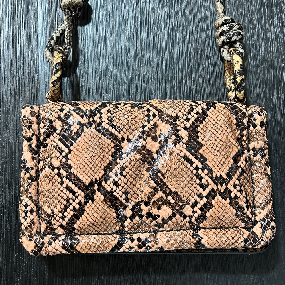 Zara Brown Snake Print Crossbody Bag